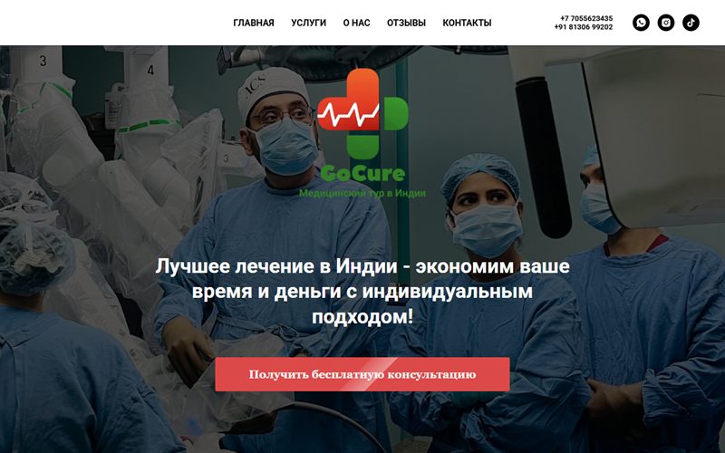 Главный экран сайта GoCure